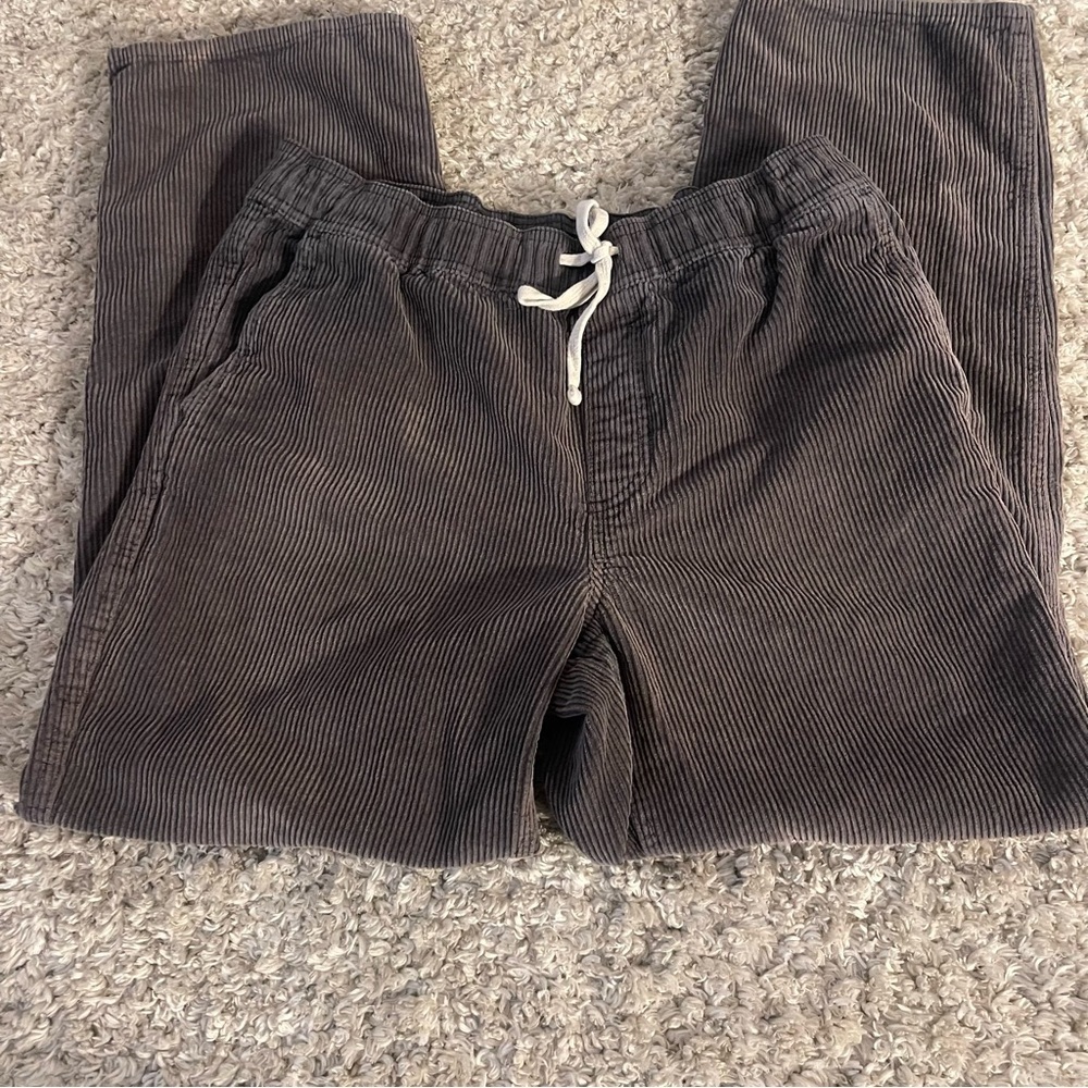 RSQ Corduroy Pants Mens Unisex M Gray Elastic Waist Drawstring Straight Casual - Picture 2 of 10